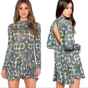 Free People Annabelle Mosaic Floral Mini Dress Sz xs